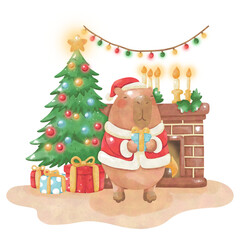 santa claus and christmas tree