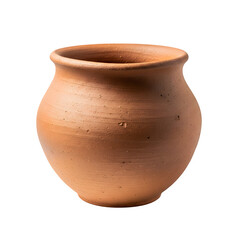 a clay pot sitting alone on a white background
