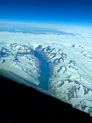 an aerial view of Greenland and it ice pack.