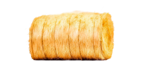 Tight coil of golden straw