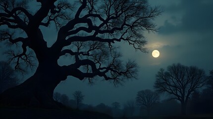 spooky halloween background with moon