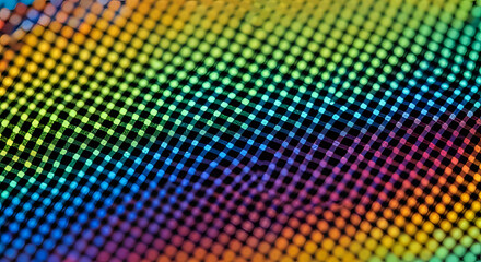 Obraz premium A close up of a rainbow colored grid pattern with black lines creating a checkered appearance