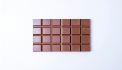 Obraz premium Milk chocolate flat lay on white background showcasing smooth creamy chocolate pieces, perfect for confectionery branding, dessert photography, sweet treats, and gourmet projects.