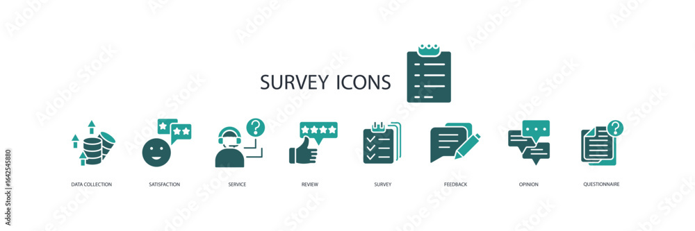 Poster survey icon set.vector.editable stroke.linear style sign for use web design,logo.symbol illustration