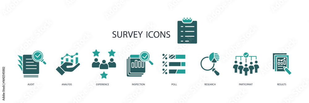 Poster survey icon set.vector.editable stroke.linear style sign for use web design,logo.symbol illustration
