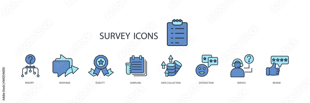 Poster survey icon set.vector.editable stroke.linear style sign for use web design,logo.symbol illustration