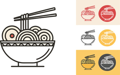 Set of Ramen illustration vector design, Ramen icon design, Ramen vector design, Noodles vector design