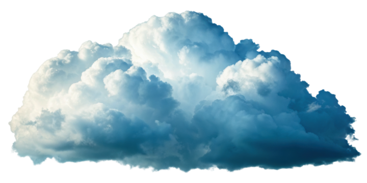 blue sky with clouds isolated on white background. PNG