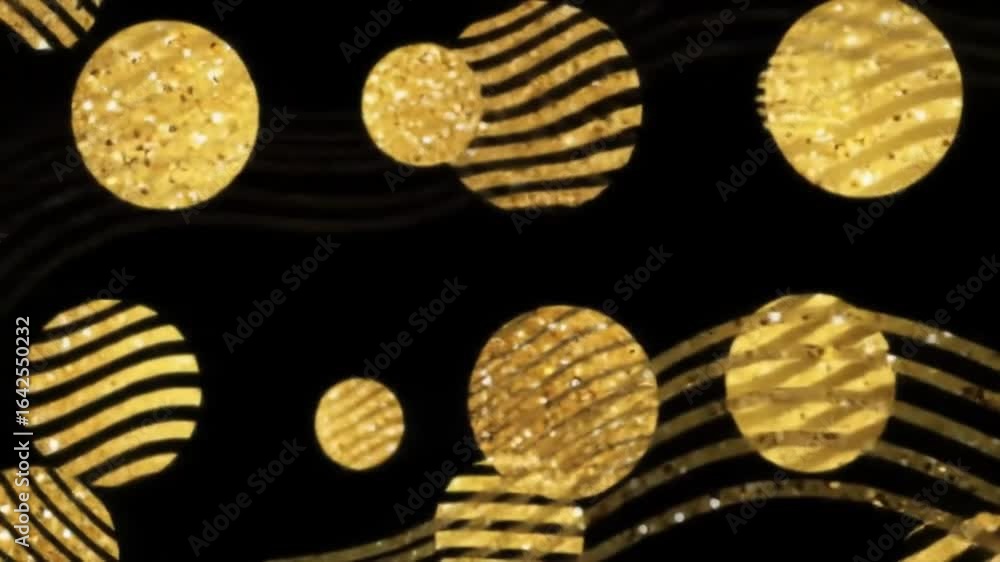 Aufkleber shimmering golden abstract patterns with textured circles and elegant wavy lines create a luxurious 