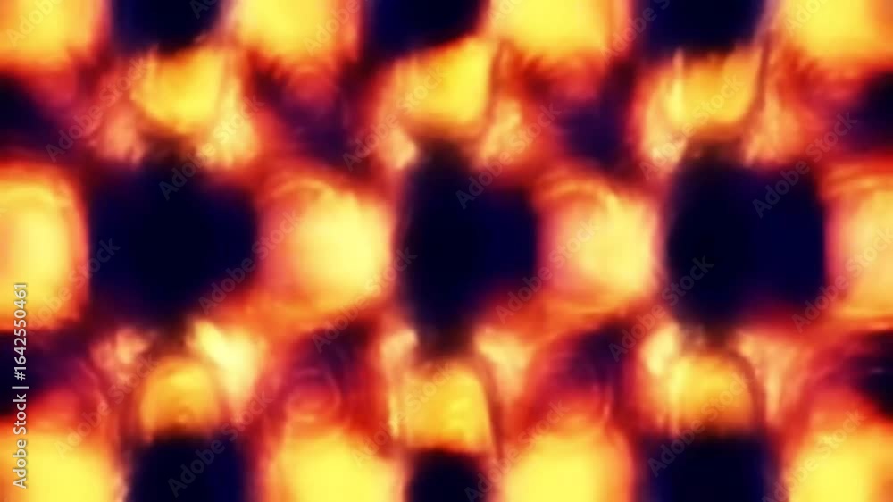 Poster Abstract glowing light forms create a symmetrical and energetic visual display against a deep blue background.