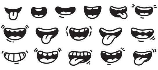 set of mouths vector with different expression and movement