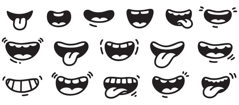 set of mouths vector with different expression and movement