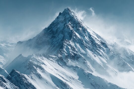 Snowy Mountain Peak in Winter