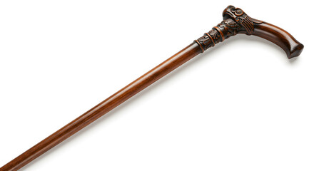 Old Style Walking Stick Isolated on White Background
