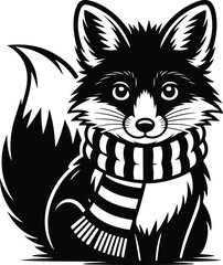 Obraz premium Cute fox wearing scarf, perfect for winter designs