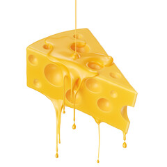 Melted cheese slices and cheese sauce isolate on white background 3d illustration.