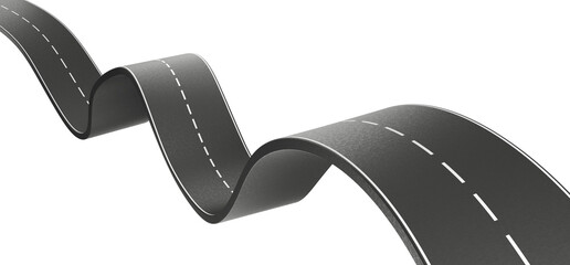 asphalt road, curve highway, 3d illustration.