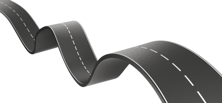 asphalt road, curve highway, 3d illustration.