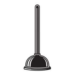 A simple black and white plunger illustration perfect for plumbing and home repair themes