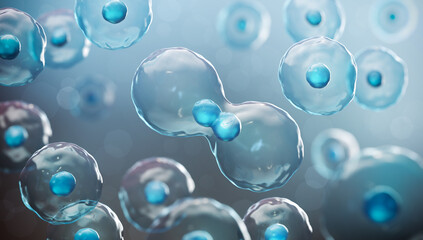 3d rendering of Human cell or Embryonic stem cell microscope background.