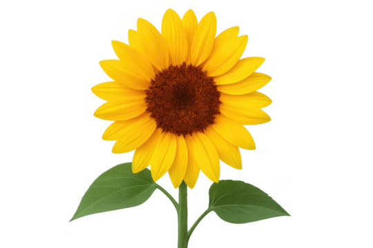 Sunflower blooming with transparent background for easy editing