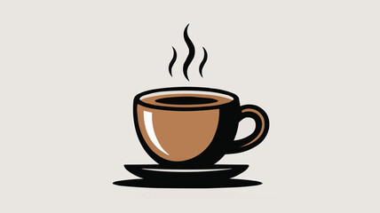 Obraz premium Brown coffee cup with steam on a saucer drink beverage