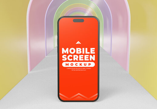 Mobile Screen Through The Arch Mockup