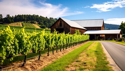 Vineyard and barn landscape