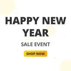 Elegant New Year Sale Banner with Golden Confetti