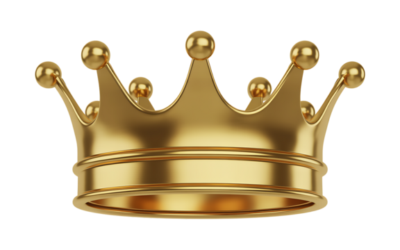 Golden crown isolated on transparent background - Powered by Adobe