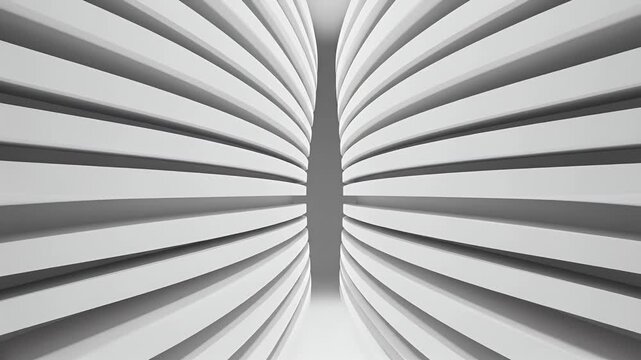 Abstract White Architectural Tunnel with Repeating Geometric Shapes and Lines