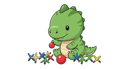 Obraz premium adorable dinosaur plays with colorful toys perfect for childrens products