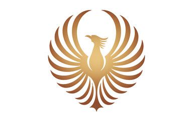 Obraz premium Golden phoenix bird logo isolated on transparent background