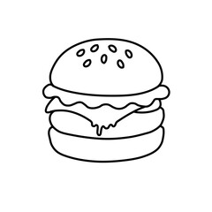Outline Cheeseburger Cartoon Illustration
