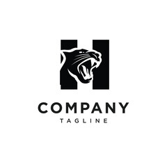 Letter H Black Panther Logo Icon vector