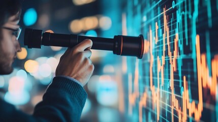 Analyzing Financial Data: Man Scrutinizing Stock Market Trends with Precision