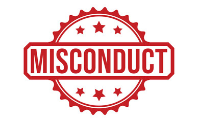 Obraz premium Red Misconduct Seal with Stars and Scalloped Edge Against White Background Element