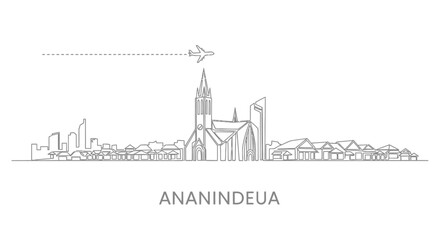 Naklejka premium Ananindeua Skyline Minimal vector art.