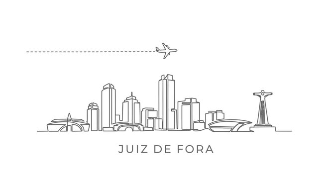 Juiz de Fora Skyline Plane flies above.