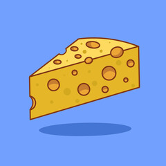 Cheese Slice Cartoon Illustration With Background