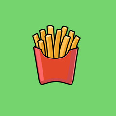 French Fries Cartoon Illustration With Background