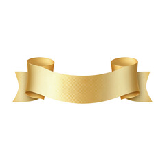Elegant gold ribbon banner isolated on transparent background