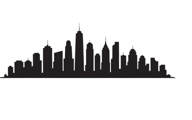 Fototapeta premium Monochromatic Cityscape Silhouette Against a White Background Displaying Urban Architecture and Design with Skyscrapers Dominating the Skyline
