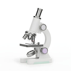 Modern White Laboratory Microscope for Scientific Research.