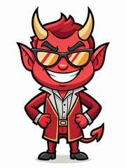 Obraz premium colorful illustration of a cartoon devil man mascot, isolated on white background