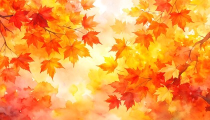 Fototapeta premium Autumn leaves watercolor illustration
