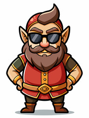 colorful illustration of a cartoon dwarf man mascot, isolated on white background