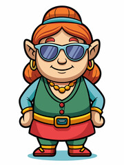 Fototapeta premium colorful illustration of a cartoon dwarf woman mascot, isolated on white background