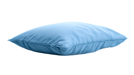 Soft blue pillow with stitched seams isolated on white