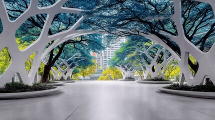 Innovative Solar Tree Structures Powering a Smart Park with Future Technology and Clean Energy Solutions